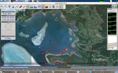 mit den Satellitenbildern von Google Earth, die wir in OpenCPN integrieren können, sieht man jedes Riff